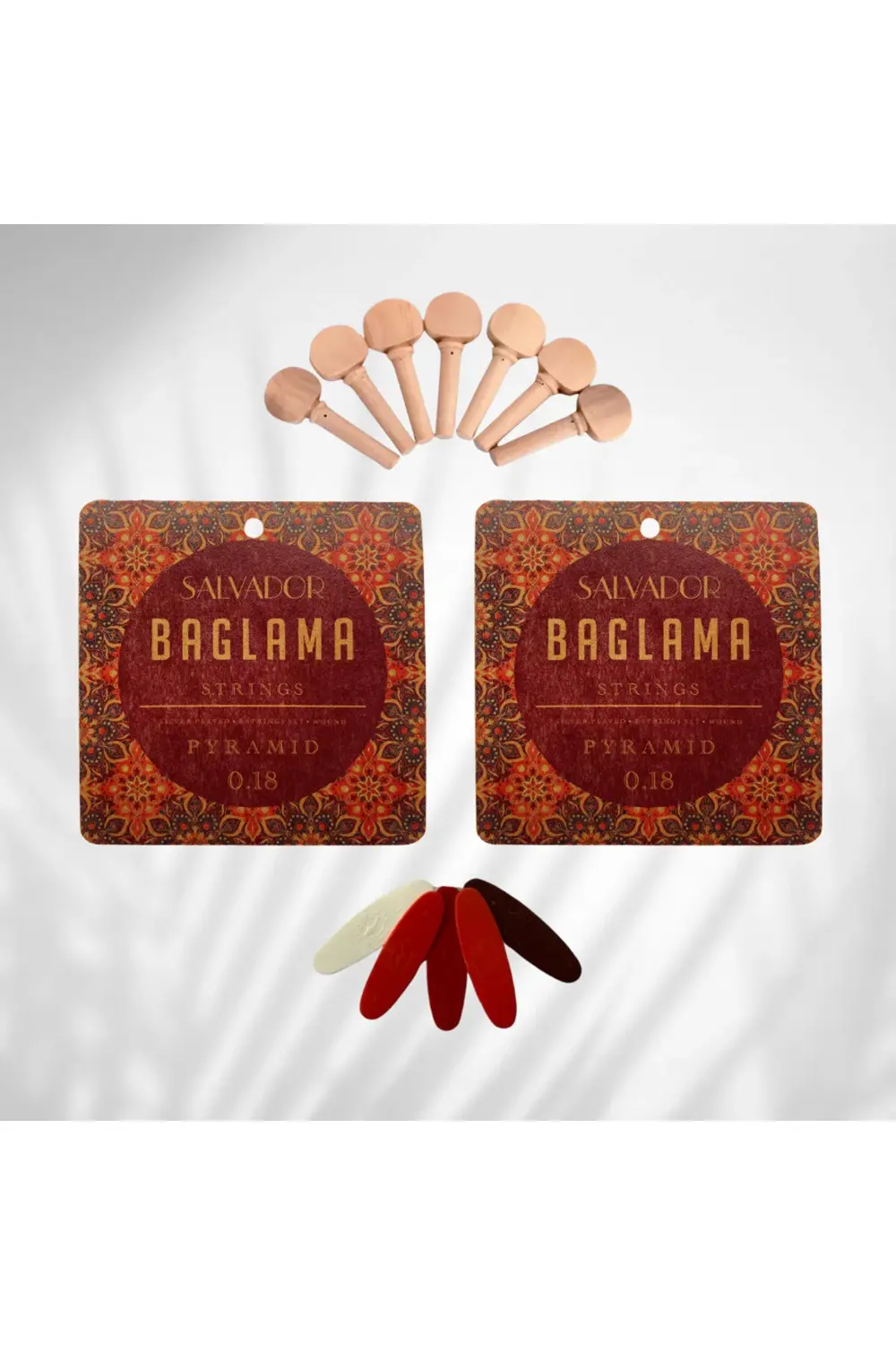 2 Takım Premium 0.18 Bağlama Teli Mızrap Tezene Seti Burgu Kulağı