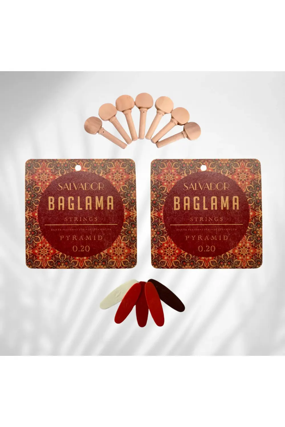 2 Takım Premium 0.20 Bağlama Teli Mızrap Tezene Seti Burgu Kulağı