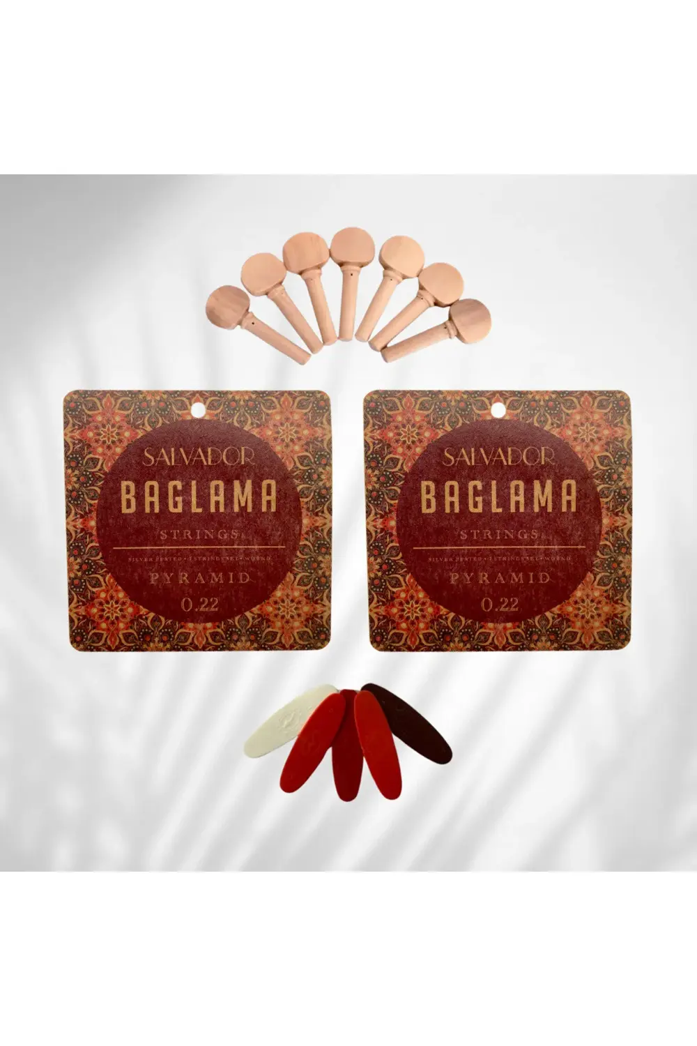 2 Takım Premium 0.22 Bağlama Teli Mızrap Tezene Seti Burgu Kulağı