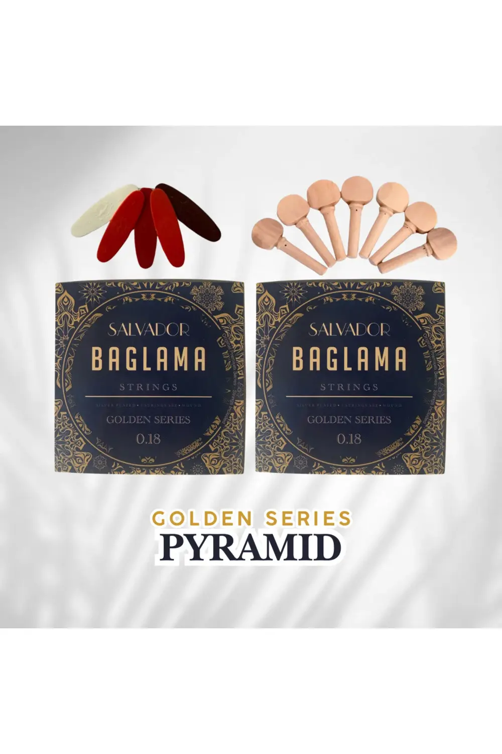 2 TAKIM SARI BAMLI GOLDEN SERIES 0.18 BAĞLAMA TELİ ( Mızrap Tezen