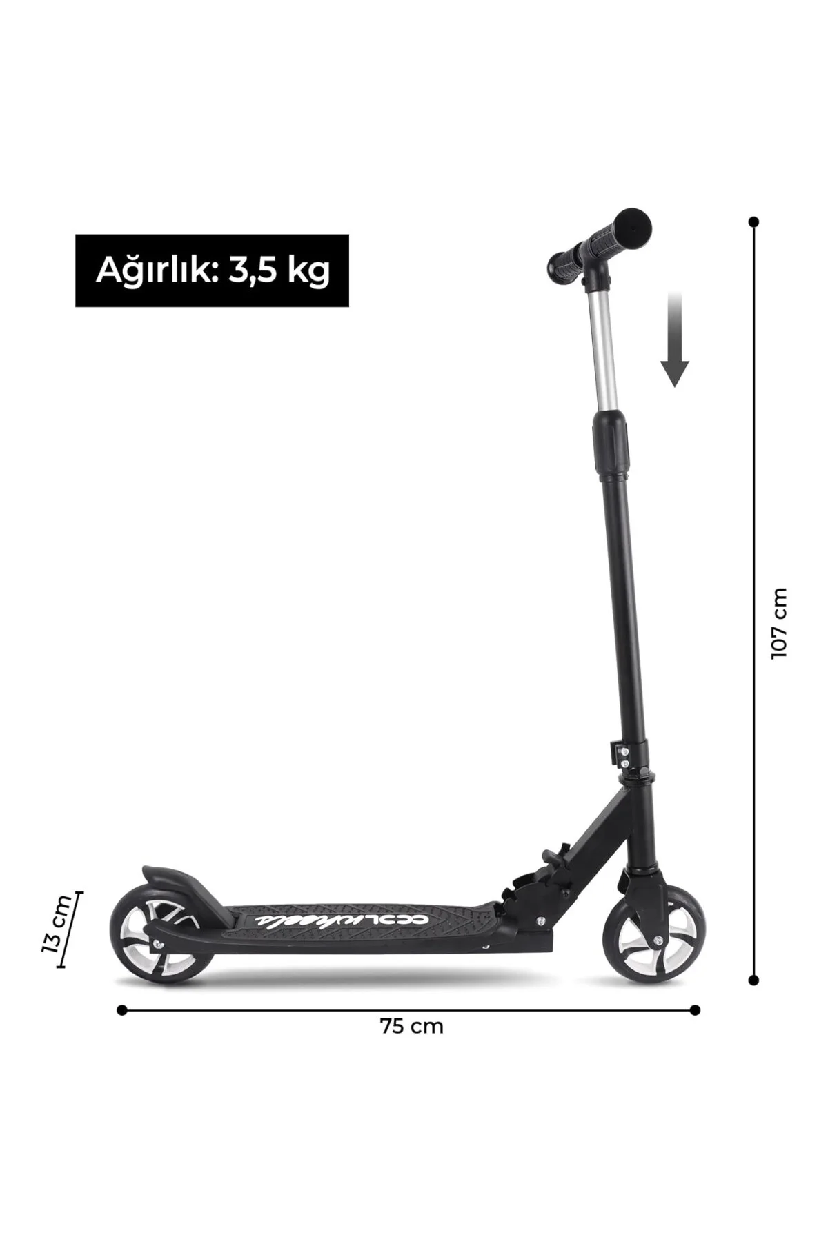 2 Tekerlekli Katlanabilir Scooter Gri