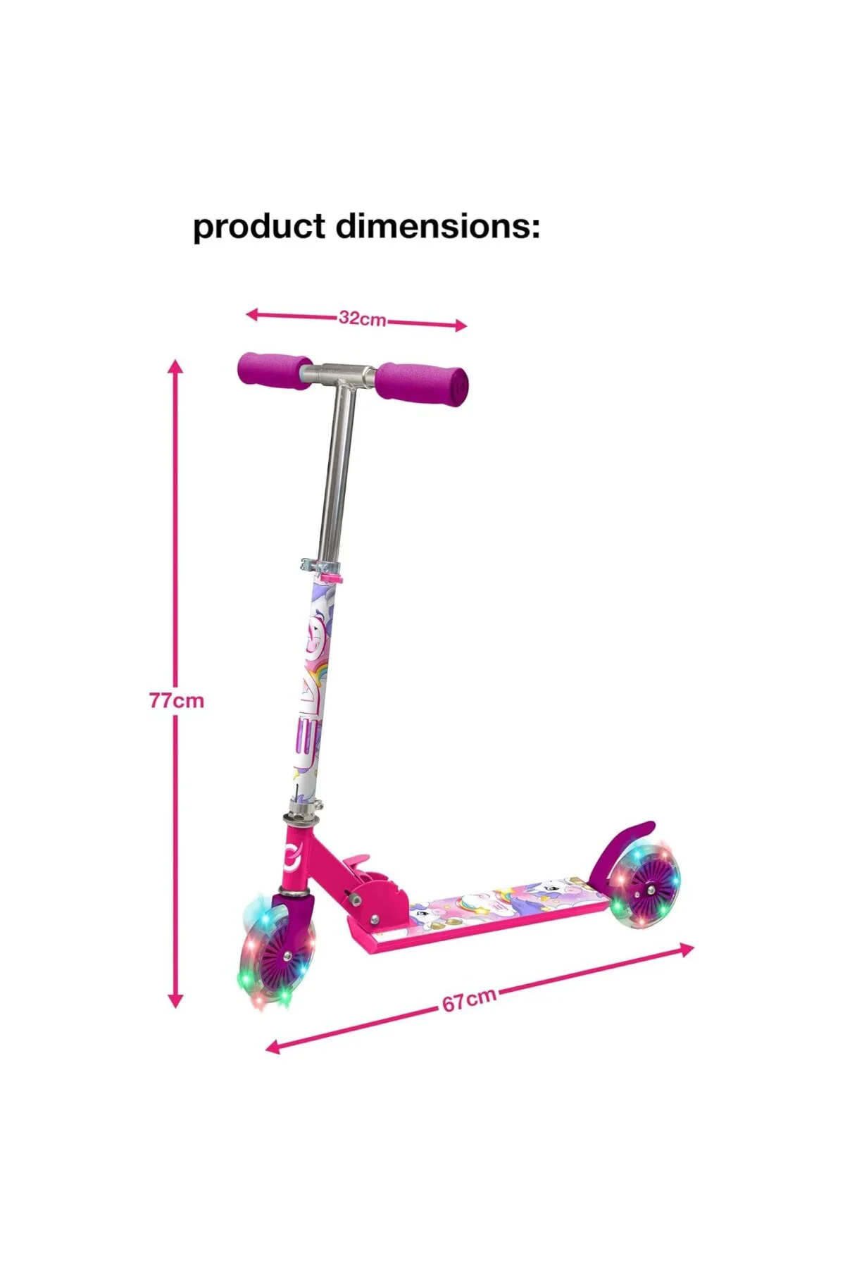 2 Tekerlekli Katlanabilir Unicorn Inline Işıklı Scooter
