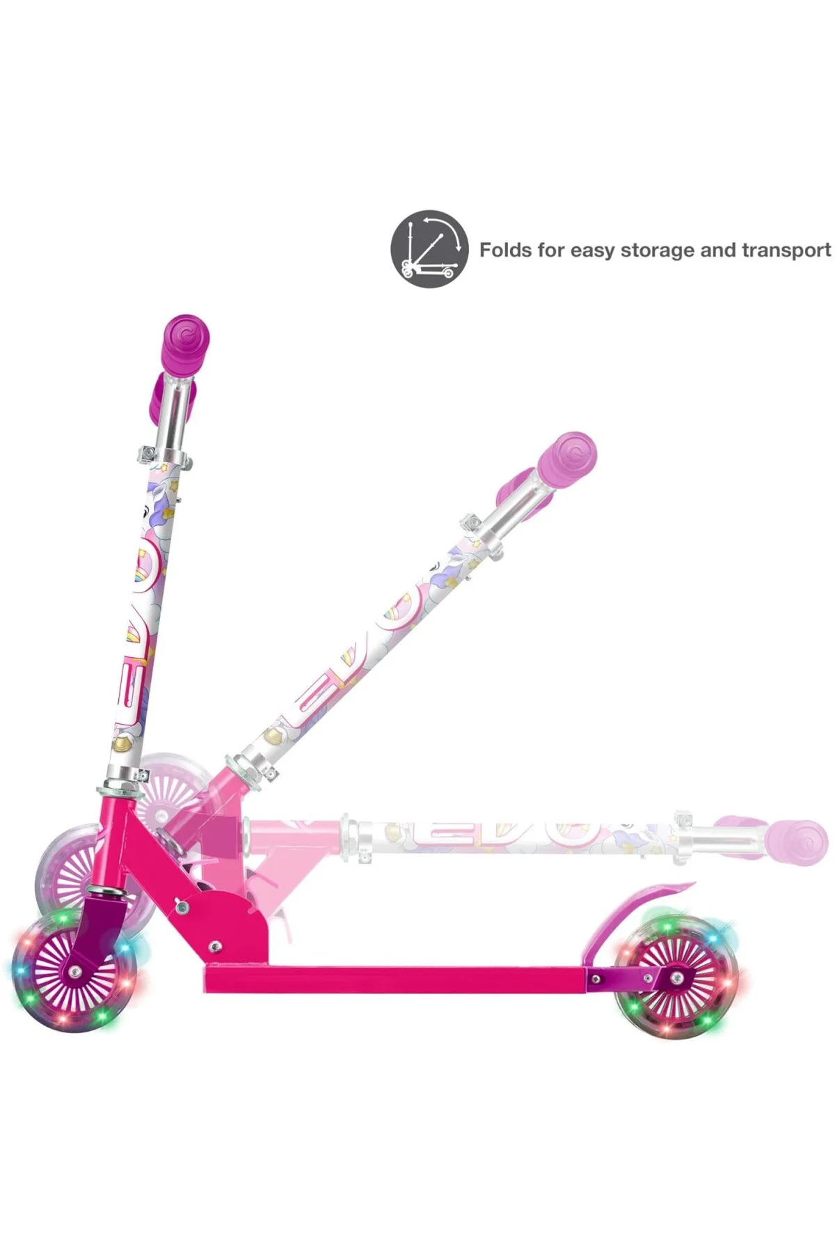 2 Tekerlekli Katlanabilir Unicorn Inline Işıklı Scooter