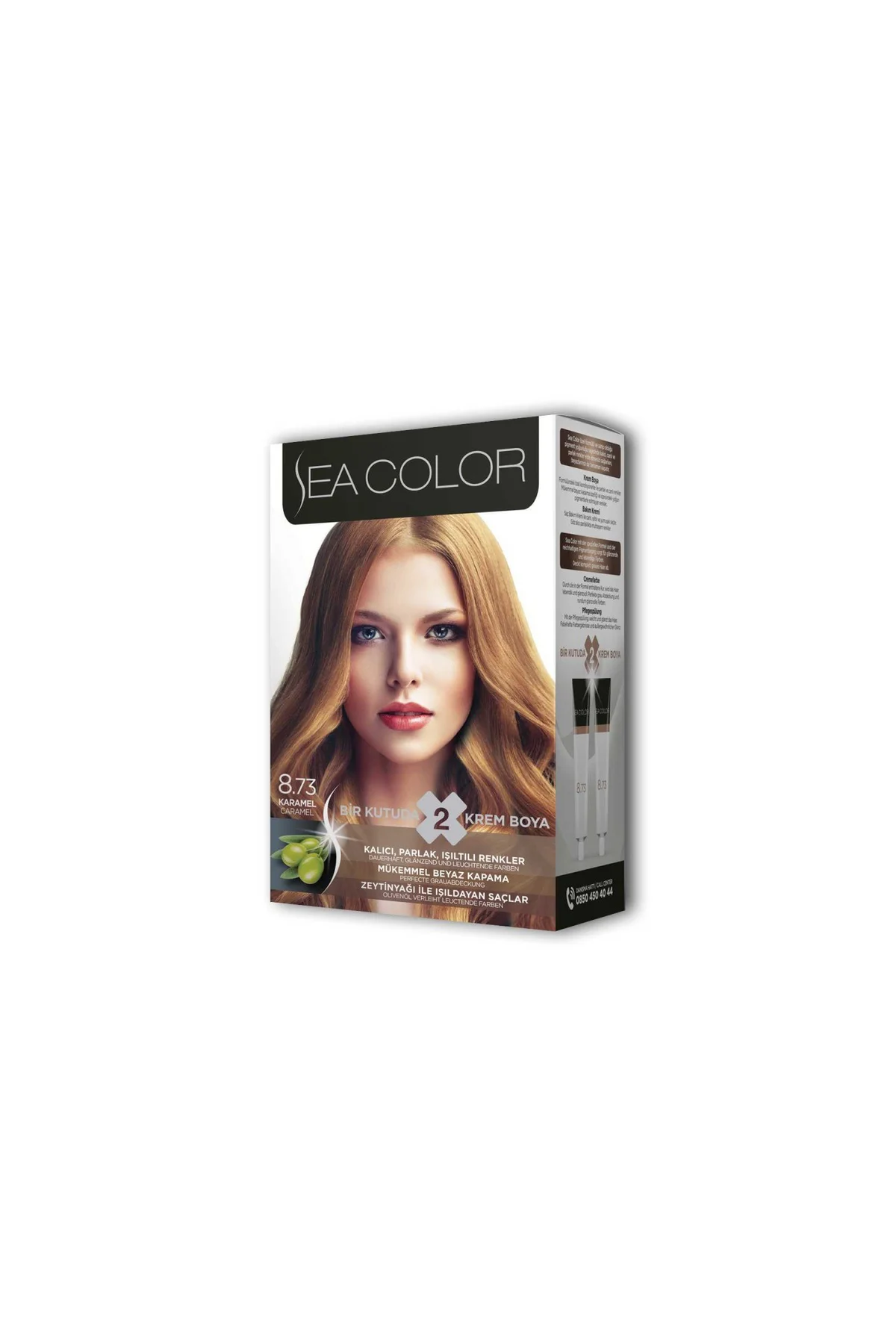 2 Tüp Krem Saç Boyası Seti Karamel No:8.73