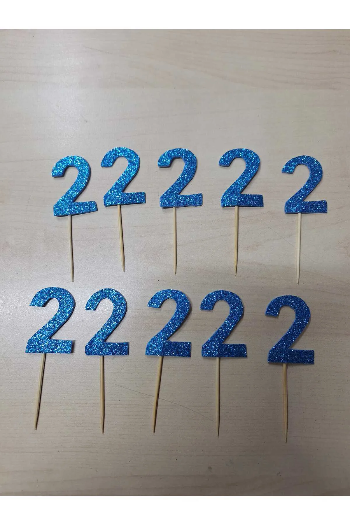 2 Yaş Doğum Günü Kürdanı ,Pasta Süsü 15 'li Mavi