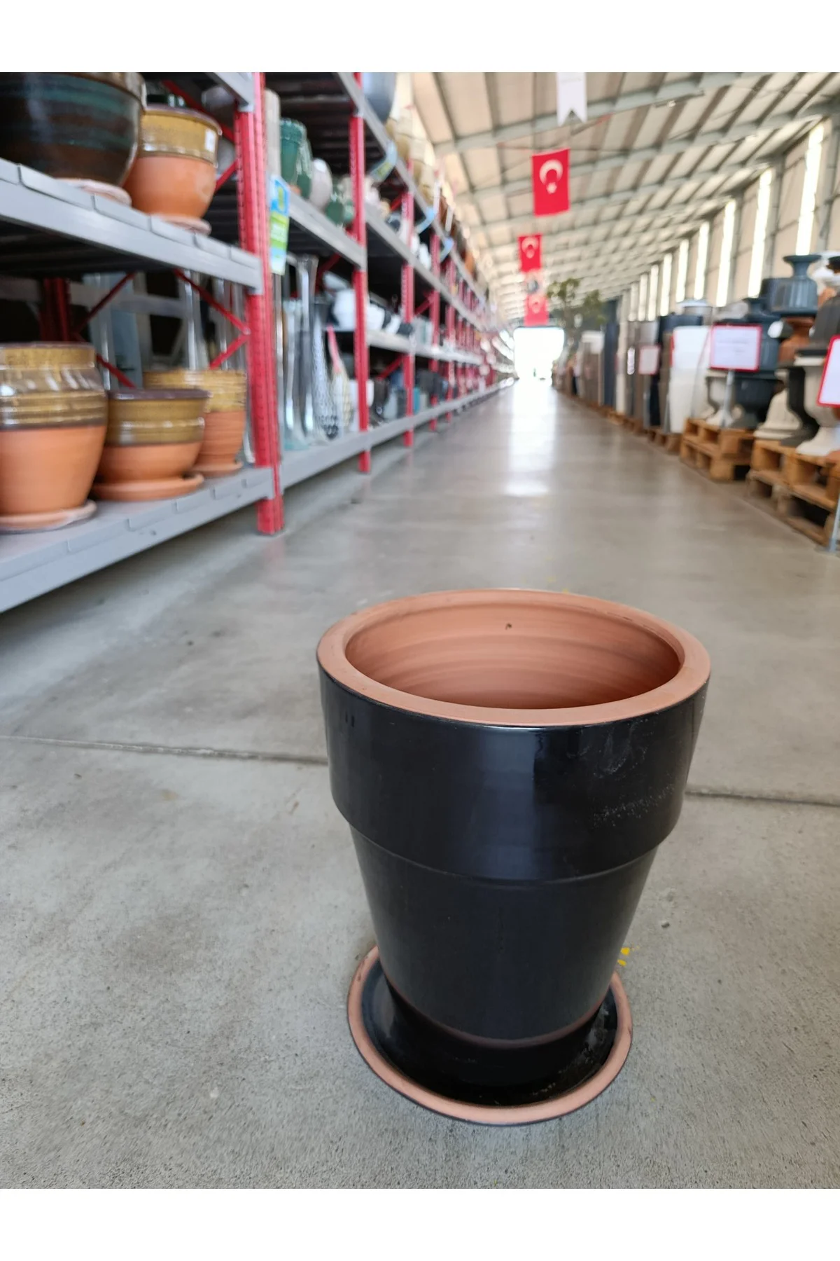 20-25 Litre Tabaklı Uzun Dekoratif Toprak Saksı - Görsel 3