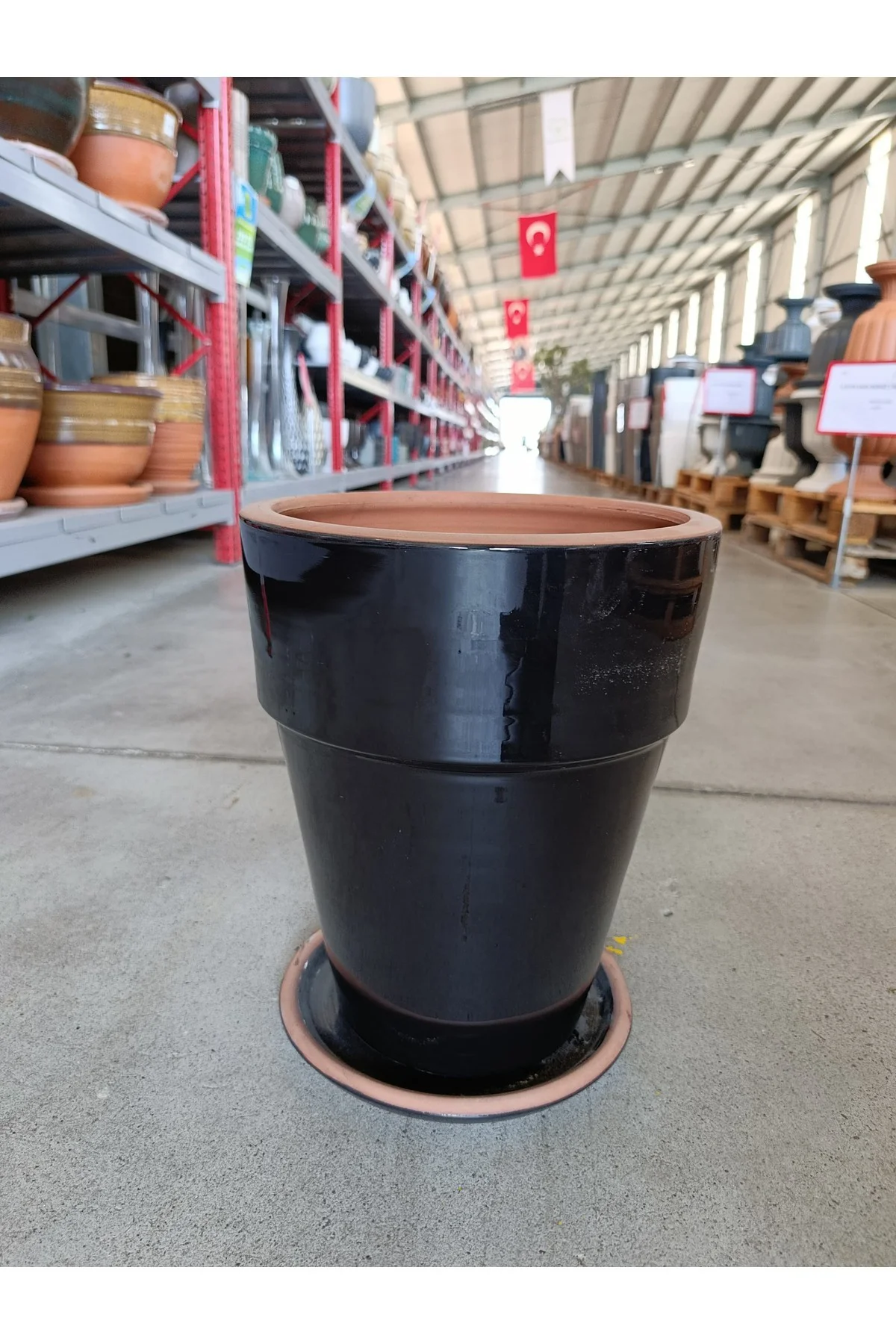20-25 Litre Tabaklı Uzun Dekoratif Toprak Saksı - Görsel 5