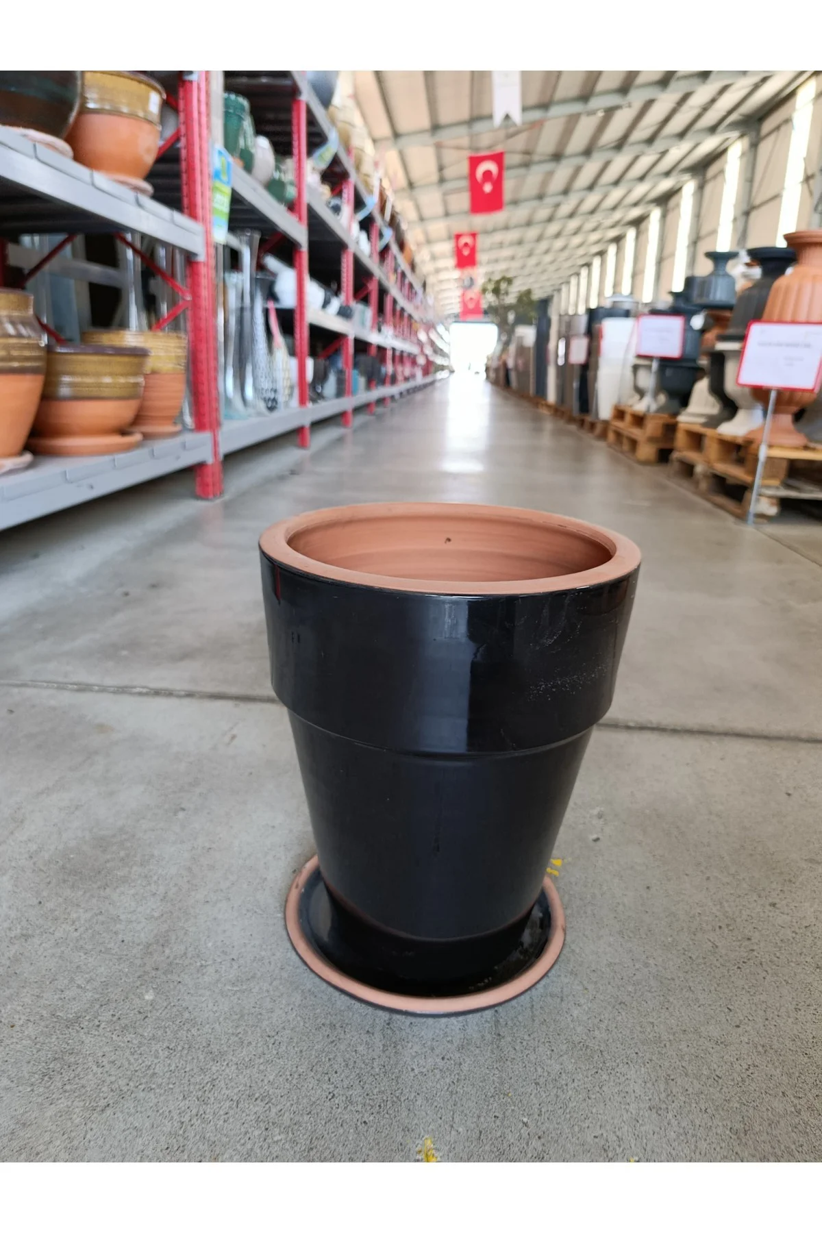 20-25 Litre Tabaklı Uzun Dekoratif Toprak Saksı - Görsel 4
