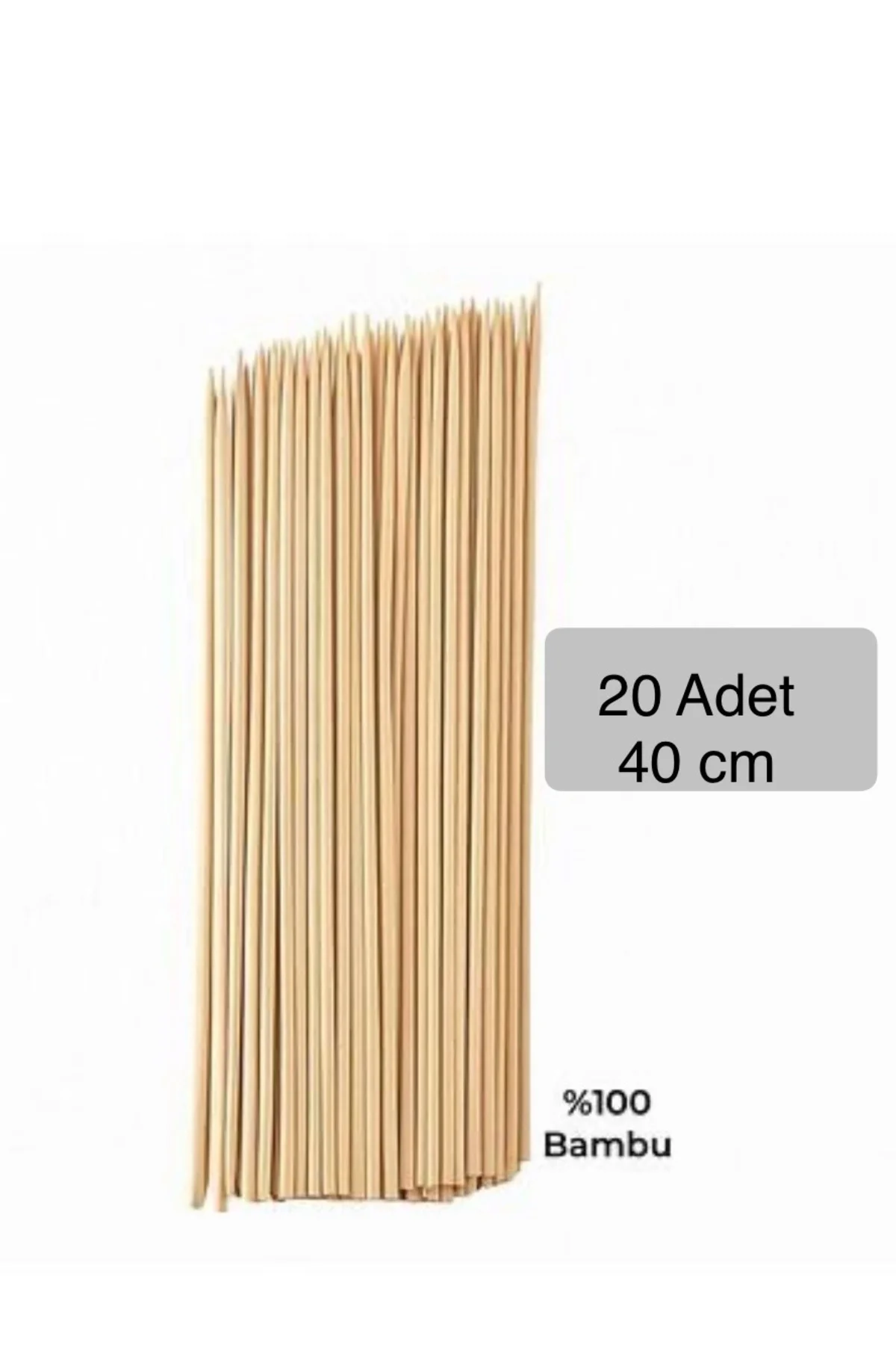 20 Adet 40 cm Yüzde Yüz Bambu Çöp Şiş Çubuğu Izgara Çubuğu