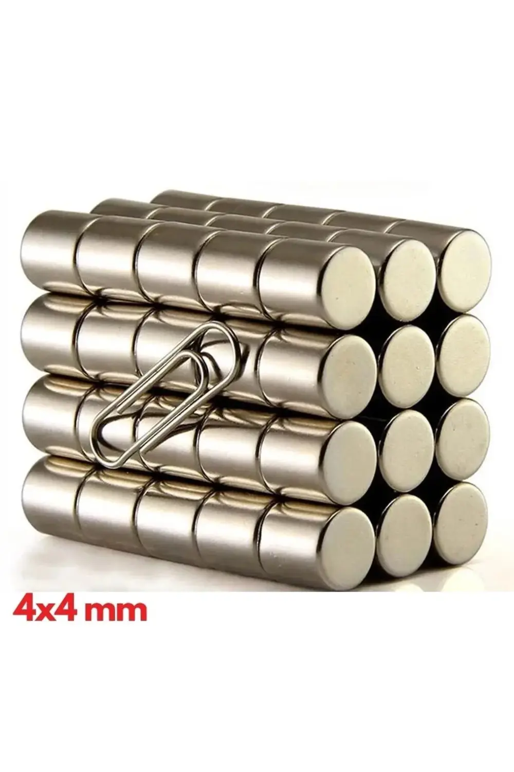 20 Adet 4x4 Mm Yuvarlak Neodyum Mıknatıs N35 Güçlü Magnet Nikel K
