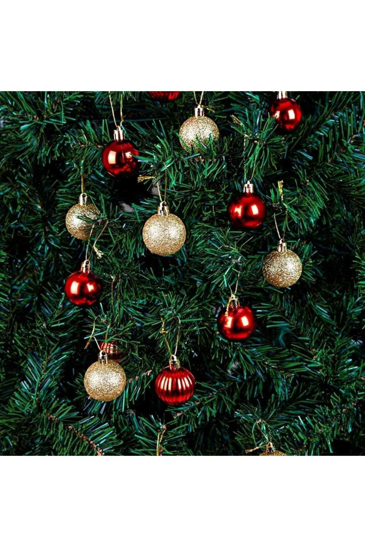 20 Adet Çam Ağacı Süsü Karışık Renkli Kırmızı Gümüş Yılbaşı Özel