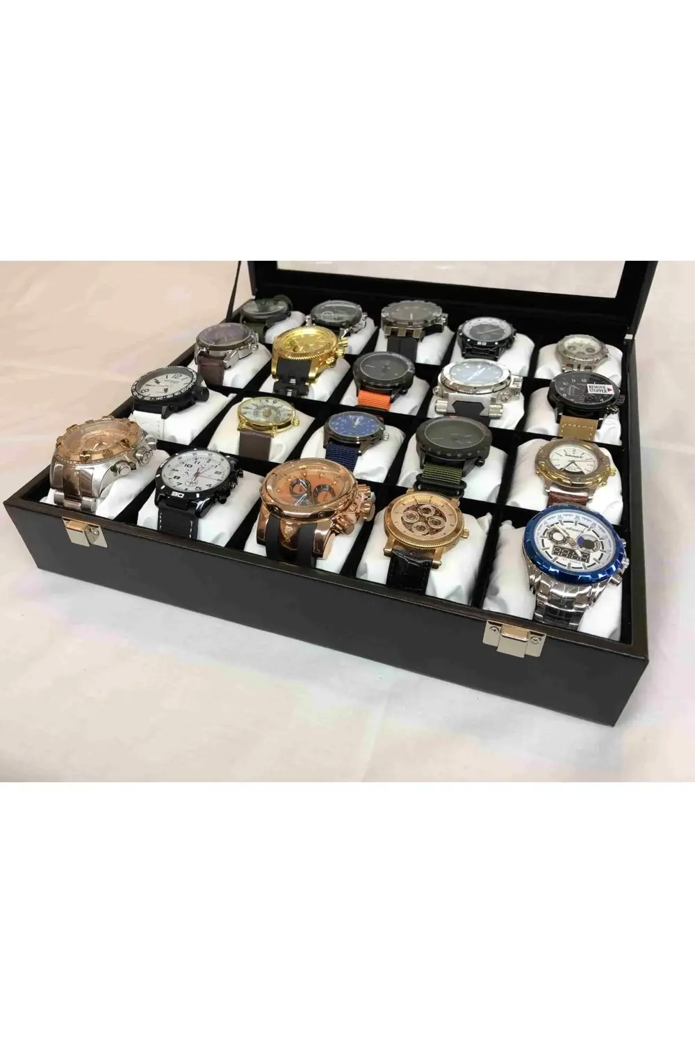 20 Adet Kol Saati Kapasiteli Ahşap Kasa Tamamen El Yapımı Yastıkl