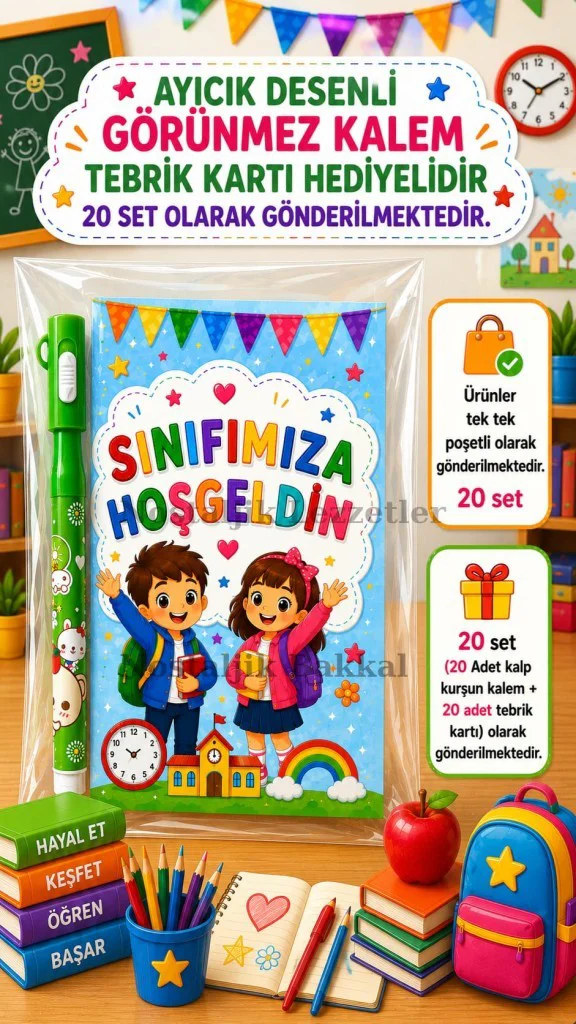 20 Adet Okula Yeni Başlayan Öğrencilere Sınıfımıza Hoşgeldin Yazı