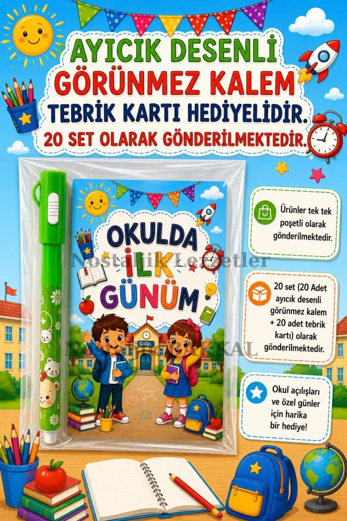 20 Adet Okula Yeni Başlayan Öğrencilere Özel Hediye Seti 1. Sınıf