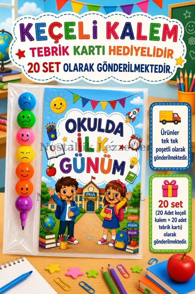 20 Adet Okulda İlk Günüm Yazılı Hediye Seti 1. Sınıf- Sene Başı H