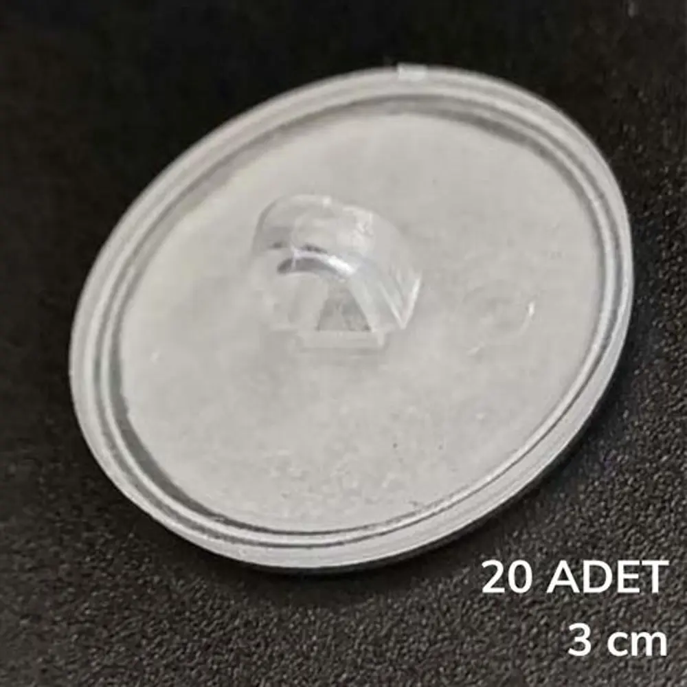 20 Adet Şeffaf Yuvarlak 3 Cm Çaplı Güçlü Disk Yapışkanlar (4741)