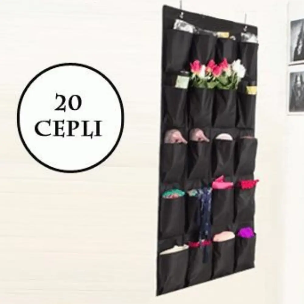 20 Cepli Kapı Arkası Çok Amaçlı Organizer Düzenleyici Siyah (4741