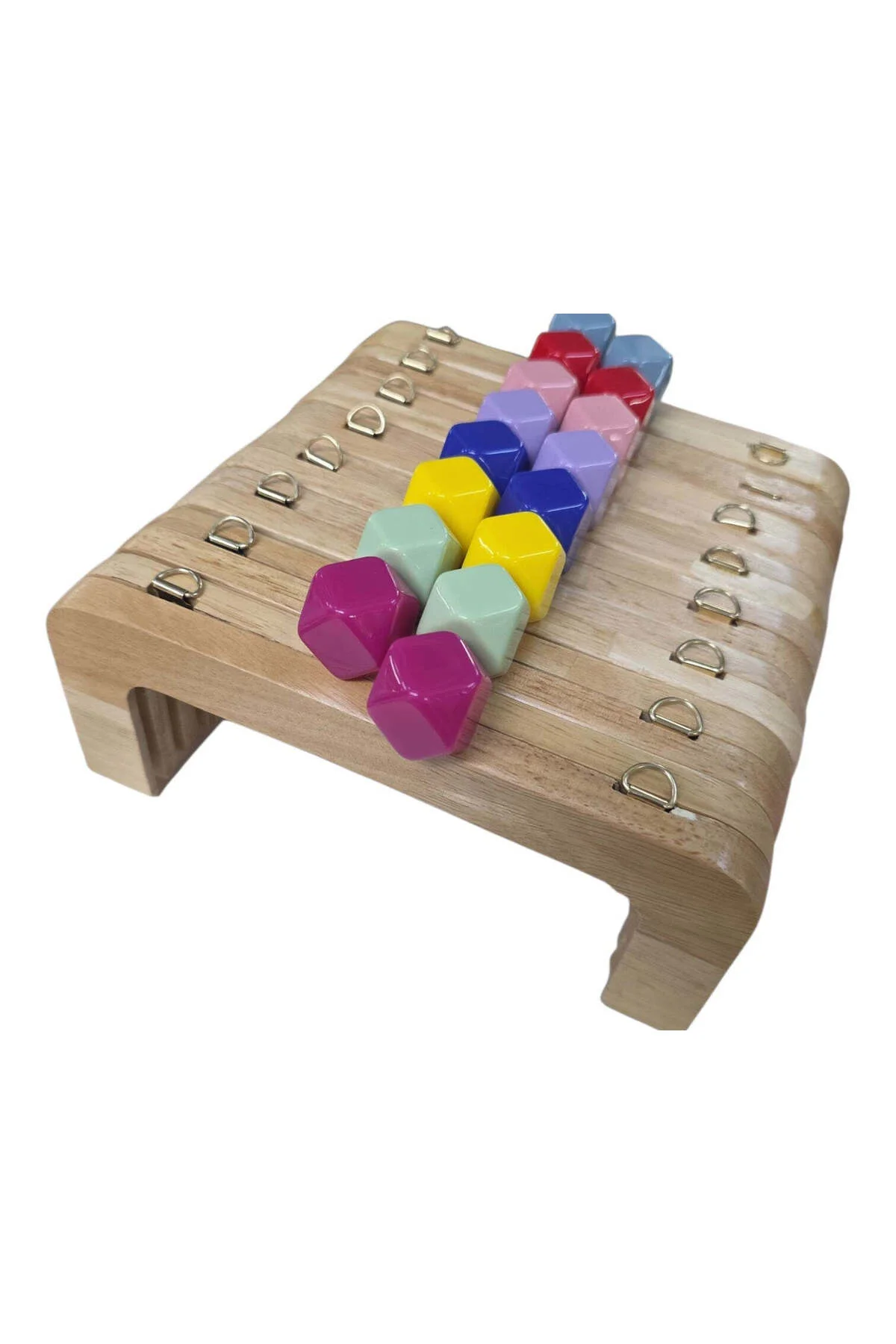 20 cm Ahşap Burs Akrilik Boncuk Başlıklı Çanta Bursu Pudra Boncuk