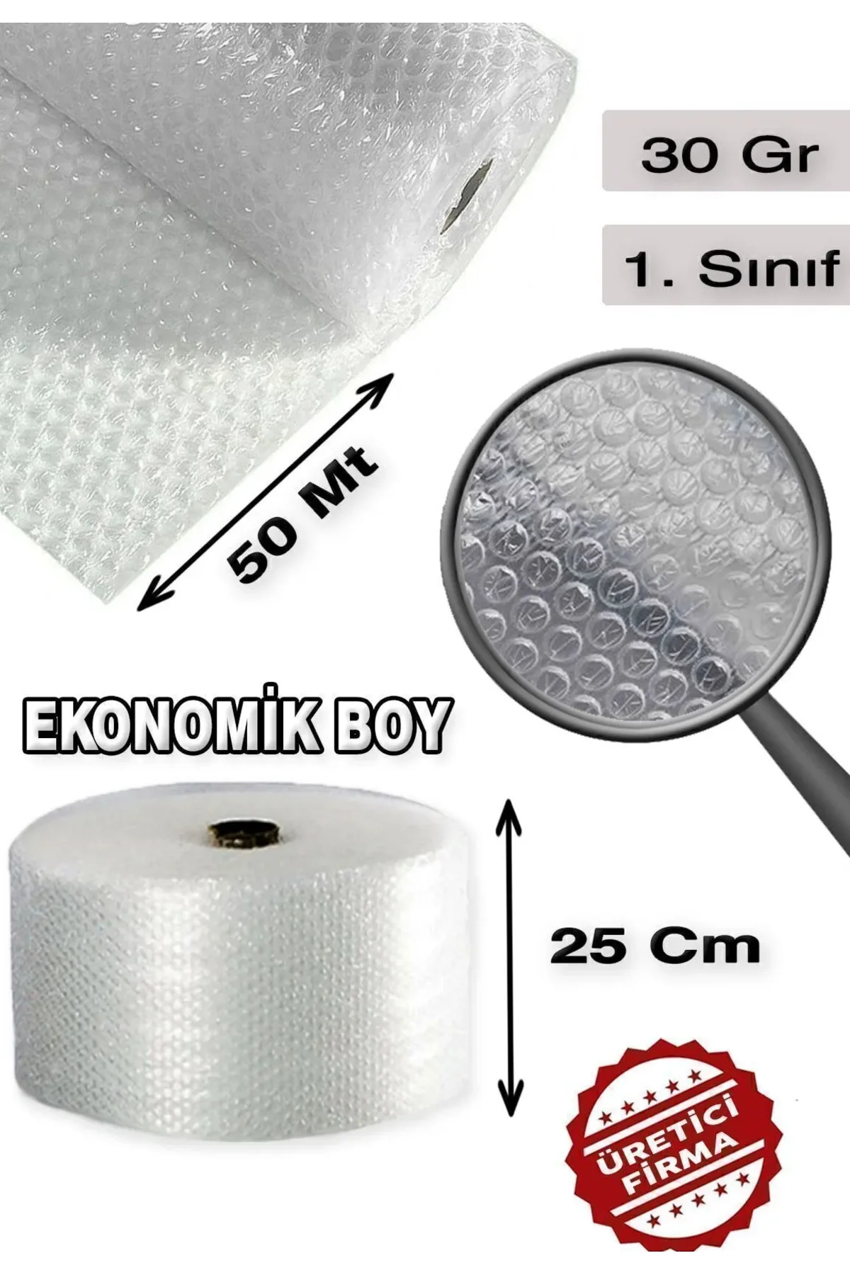 20 cm x 50 Metre Ambalaj Poşeti Balonlu Havalı Naylon Patpat Taşı