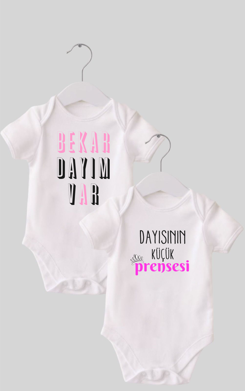 20 Dayı Set 2 'li Organik %100 Pamuk  Baskılı Bebek Body Zıbın ZB