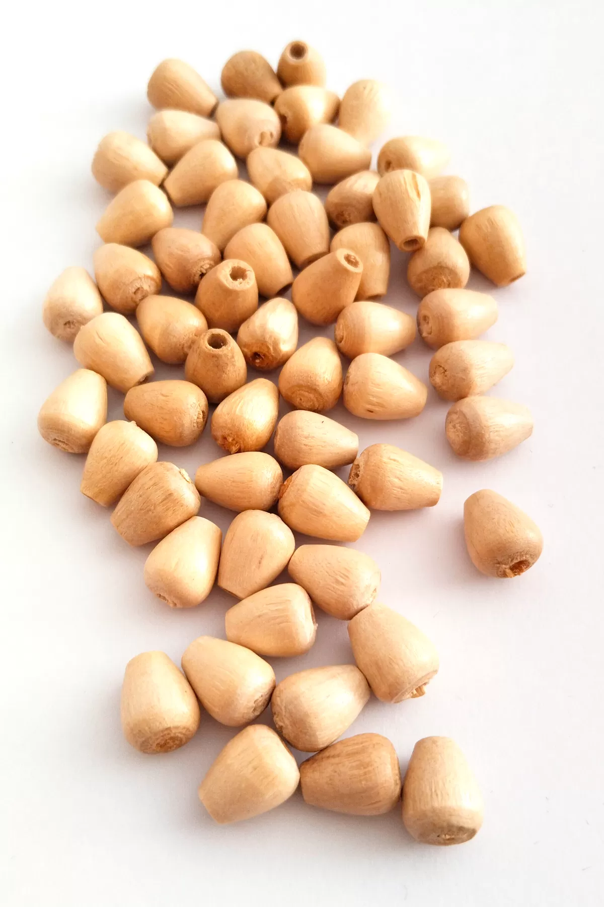 20 Gr (55 Adet) Ahşap Boncuk 12 mm boy x 10 mm en Doğal Ahşap Mak