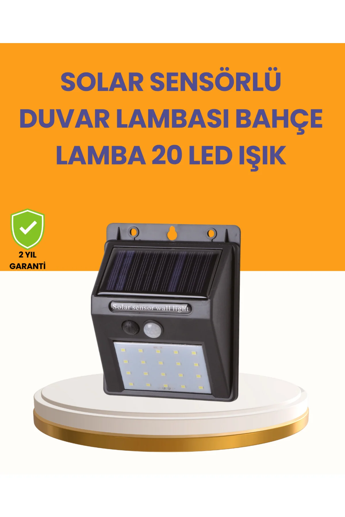 20 LED Güneş Enerjili Hareket Sensörlü Dış Mekan Duvar Lambası