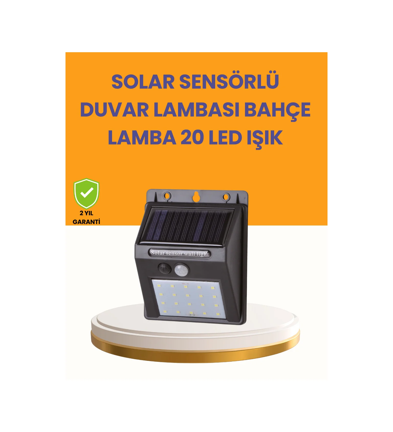 20 Led Güneş Enerjili Hareket Sensörlü Dış Mekan Duvar Lambası