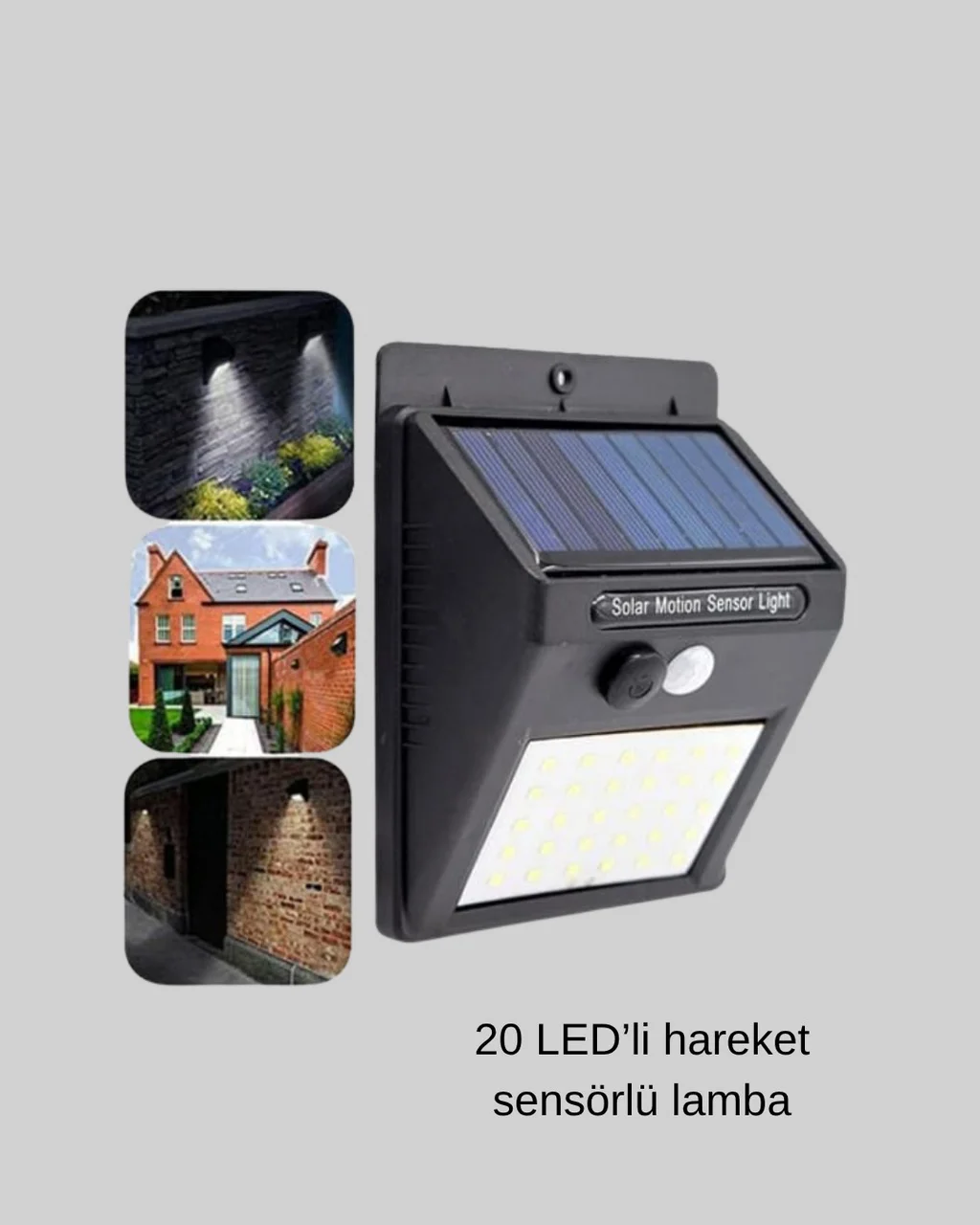 20 Led Güneş Paneli Aydınlatma Fotoselli Ve Hareket Algılamalı Dış Mekan Duvar Lambası - Lisinya