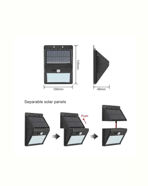 20 LED Solar Aydınlatma - Su Geçirmez PIR Hareket Sensörlü Dış Mekan Güvenlik Işığı