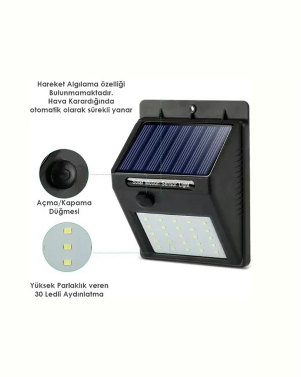 20 LED Solar Aydınlatma - Su Geçirmez PIR Hareket Sensörlü Dış Mekan Güvenlik Işığı