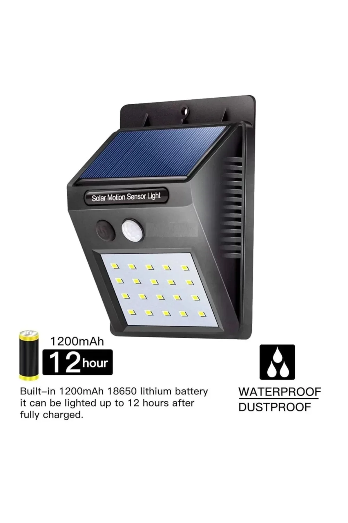 20 Ledli Hareket Sensörlü Dış Mekan Solar Lamba 20 Ledli Hareket Sensörlü Dış Mekan Solar Lamba