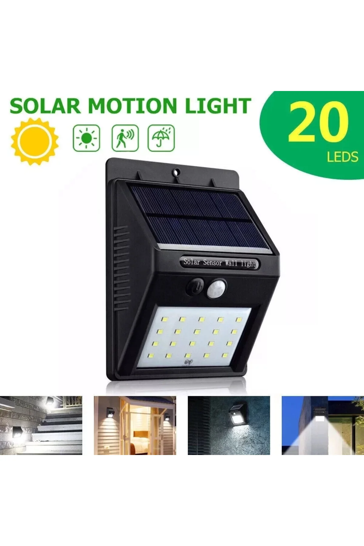 20 Ledli Hareket Sensörlü Dış Mekan Solar Lamba 20 Ledli Hareket Sensörlü Dış Mekan Solar Lamba