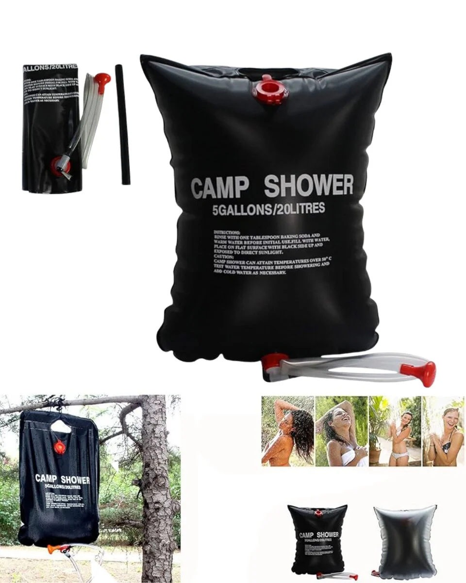 20 Litre Güneş Enerjili Kamp Duşu PVC Dayanıklı Taşınabilir Duş Torbası