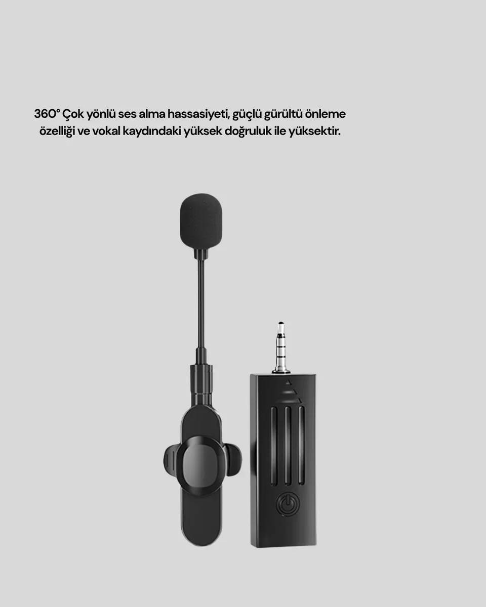 20 Metre Menzilli Kablosuz Yaka Mikrofonu - Gürültü Engelleyici ve Canlı Yayın Ekipmanı