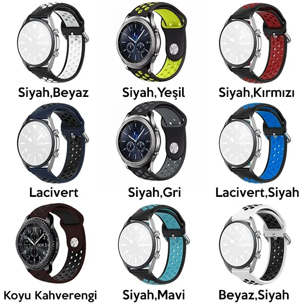 20 mm Silikon Kordon Kayış – Galaxy Watch 4 42 mm / Huawei Watch GT / Gear S2 R600 Uyumlu