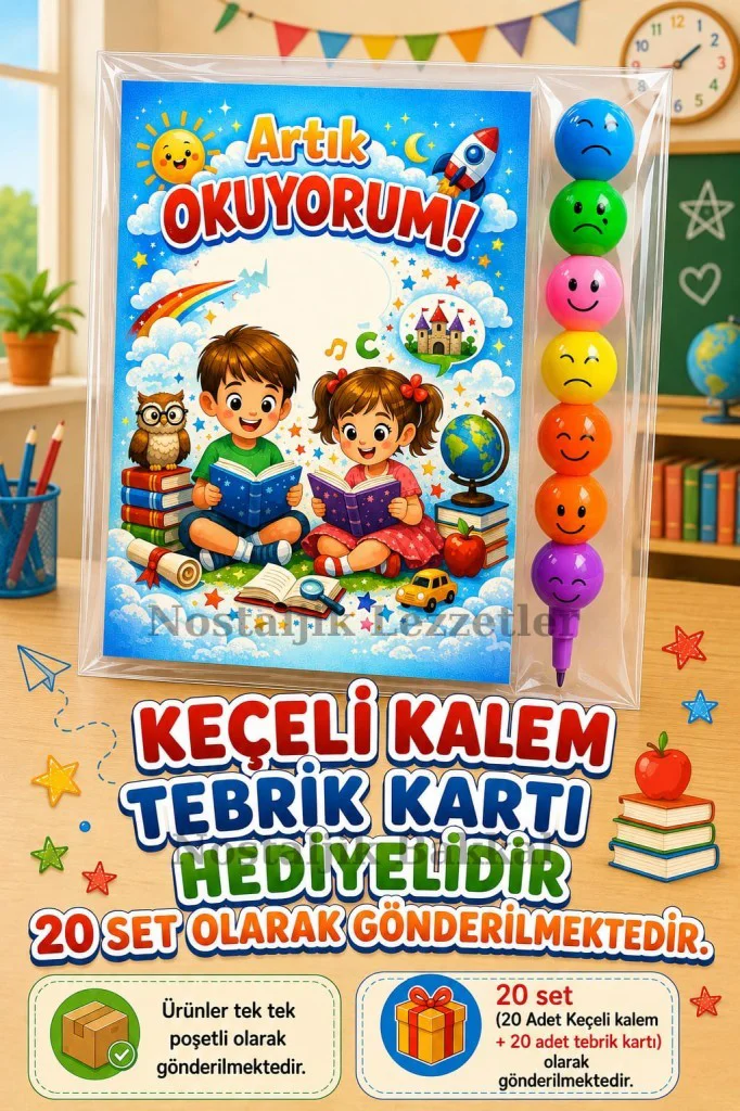 20 Set Yeni Okumayı Öğrenen Öğrencilere Hediye Artık Okuyorum Yaz