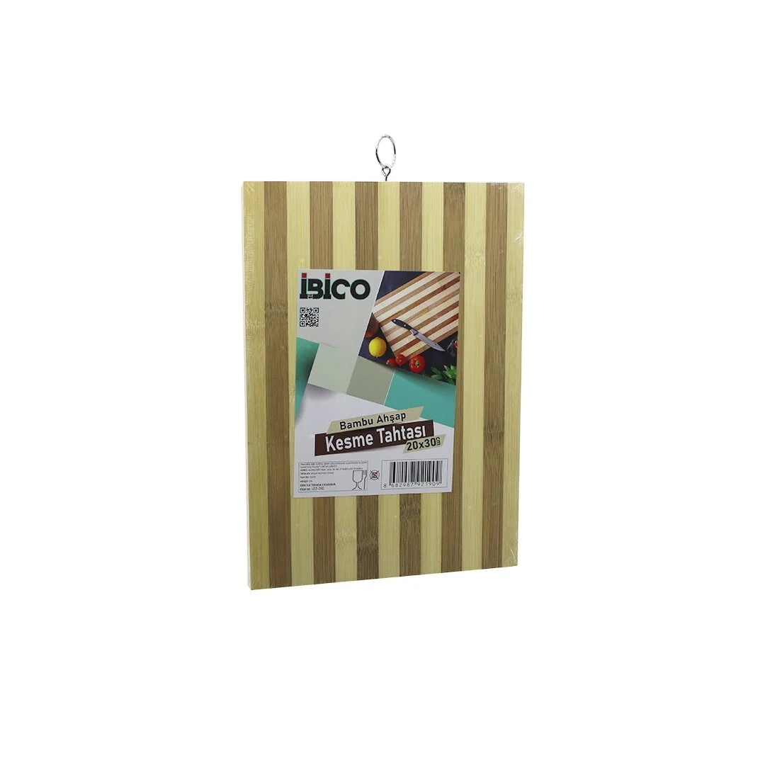 20 X 30 X 1.4cm  Beyaz Çizgili Ahşap Bambu Kesim Panosu - Kesme Tahtası Metal Kulplu Bx40 Fiyatı, Yorumları ve Özellikleri