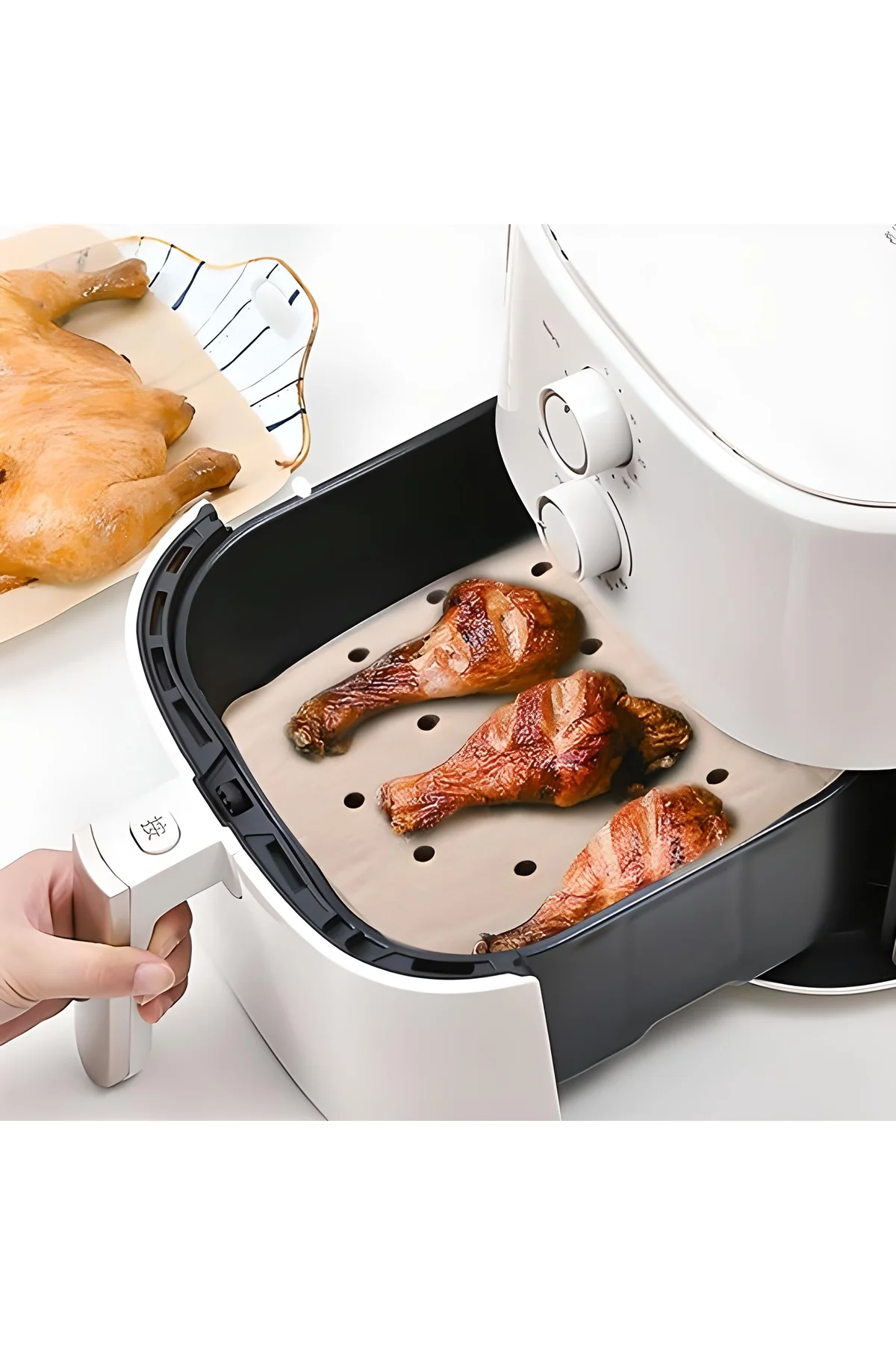 200 Adet Air Fryer Pişirme Kağıdı Tek Kullanımlık Hava Fritöz Yağ