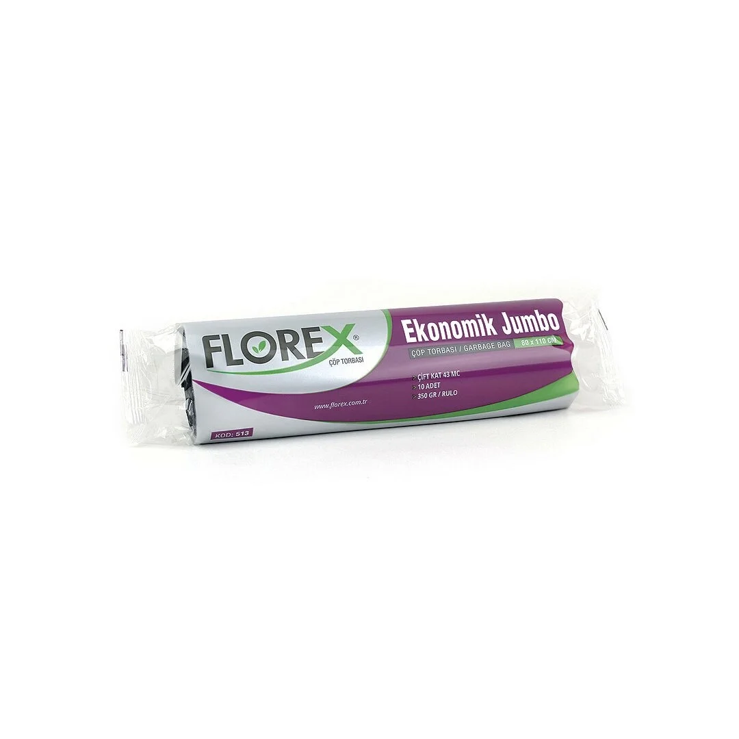 200 Adet Florex-513 Eko Jumbo 80x110cm Çöp Torbası 20x10=200 Bx40 Fiyatı, Yorumları ve Özellikleri