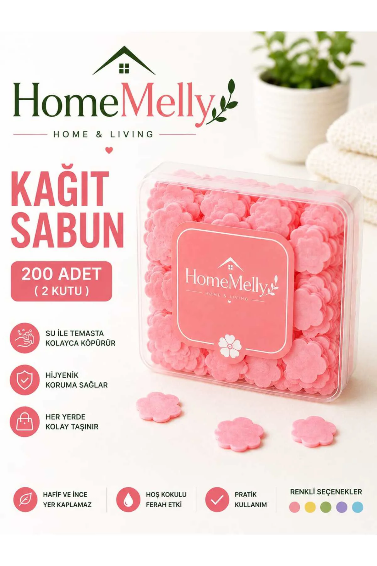 200 Adet Kağıt Sabun (2 Kutu) Taşınabilir Hijyenik Kağıt Sabun