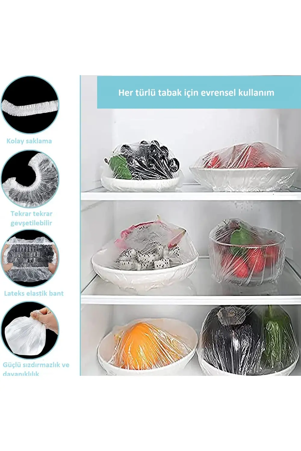 200 Adet Lastikli Tazeliği Koruyan Tencere ve Tabak Bonesi - Esne