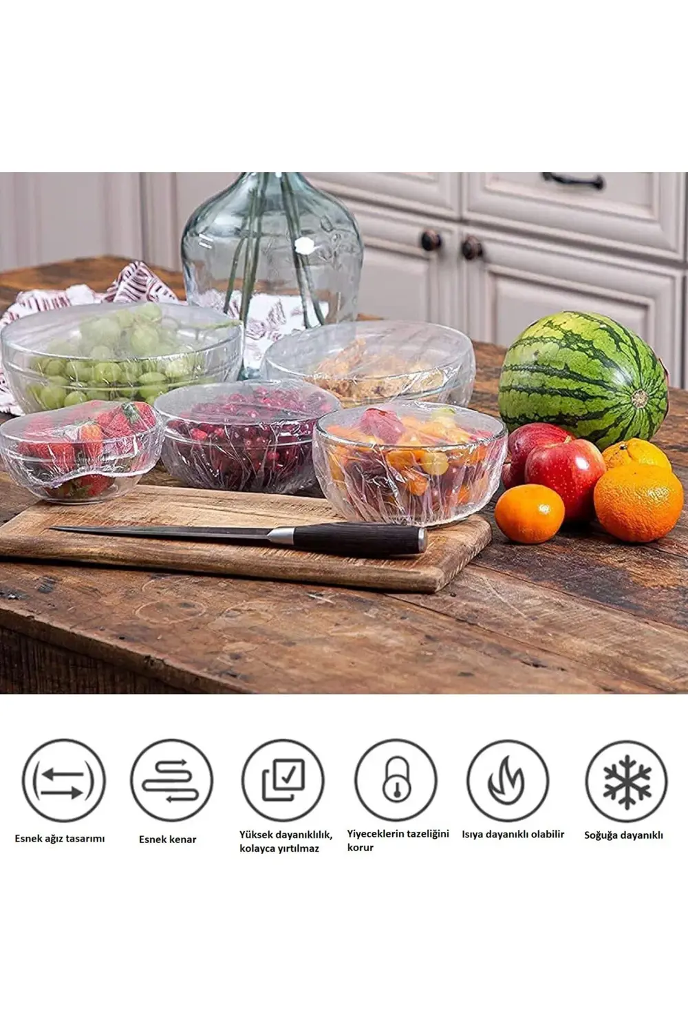 200 Adet Lastikli Tazeliği Koruyan Tencere ve Tabak Bonesi - Esne