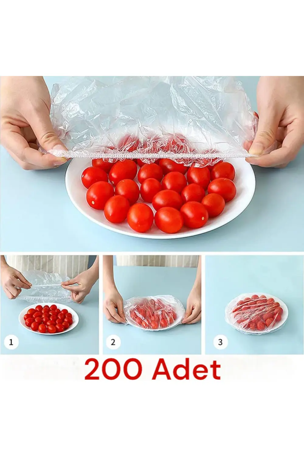 200 Adet Tazeliği Koruyan Çok Amaçlı Tabak Tencere Gıda Muhafaza