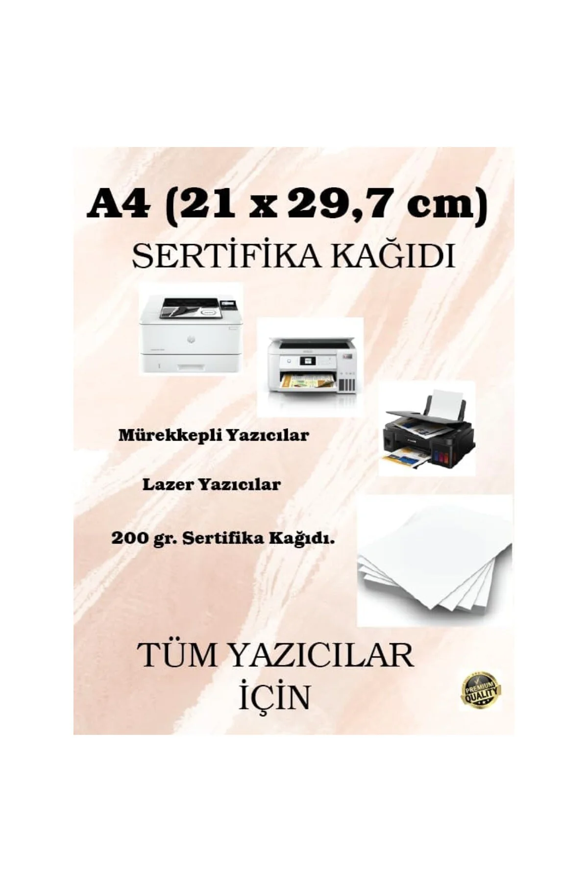 200 gr. A4 (21 x 29,7 cm) Sertifika Kağıdı, 50 Adet