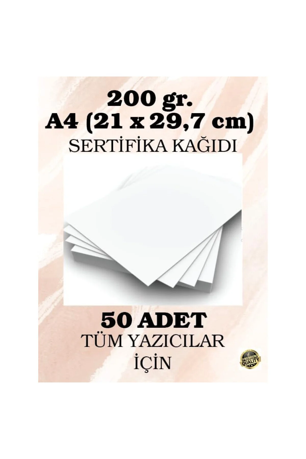 200 gr. A4 (21 x 29,7 cm) Sertifika Kağıdı, 50 Adet