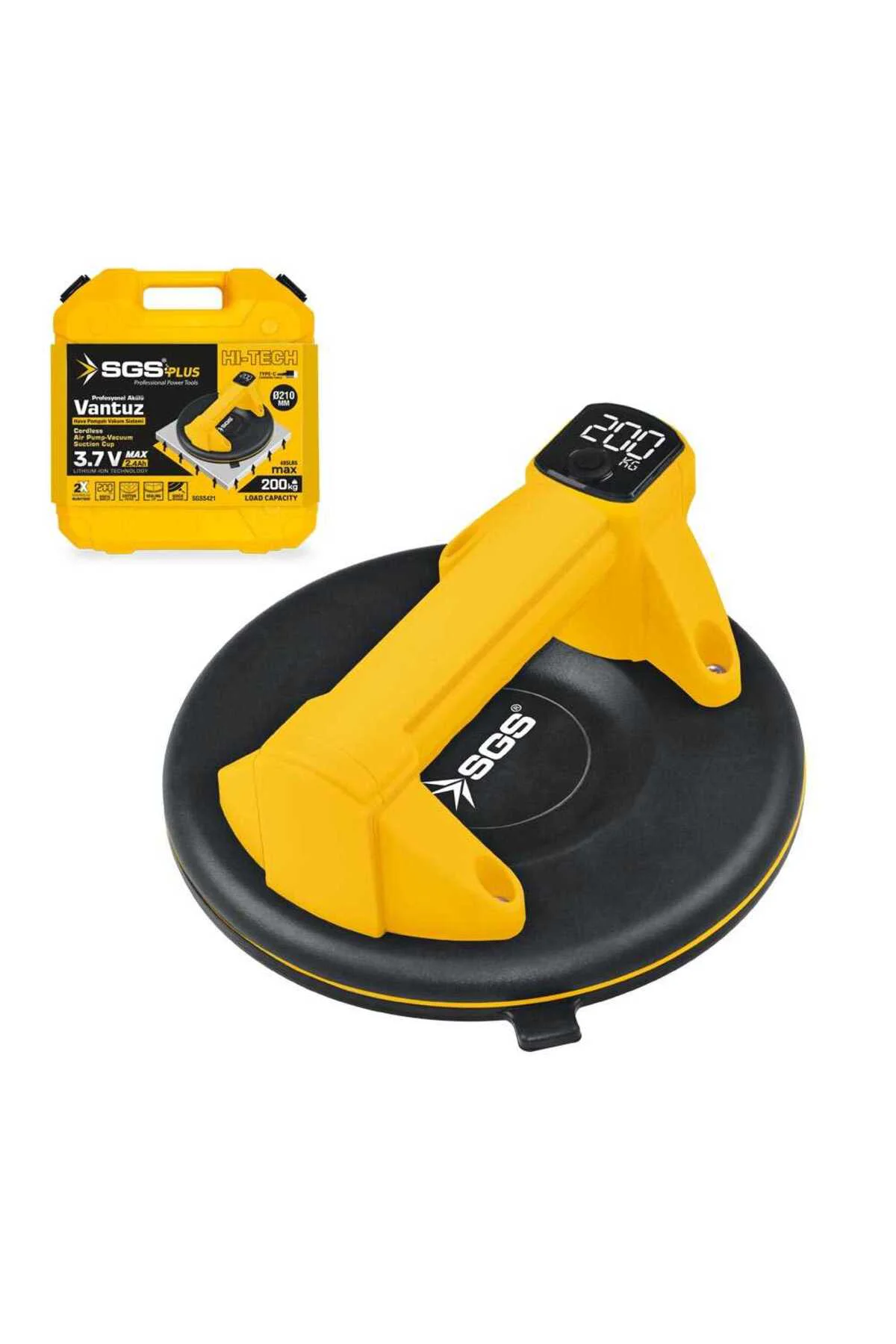 200 KG Akülü Vakumlu Seramik Ahşap Cam Taşıma Vantuzu 3,7 Volt 2 Amper SGS5421 Fiyatı, Yorumları ve Özellikleri