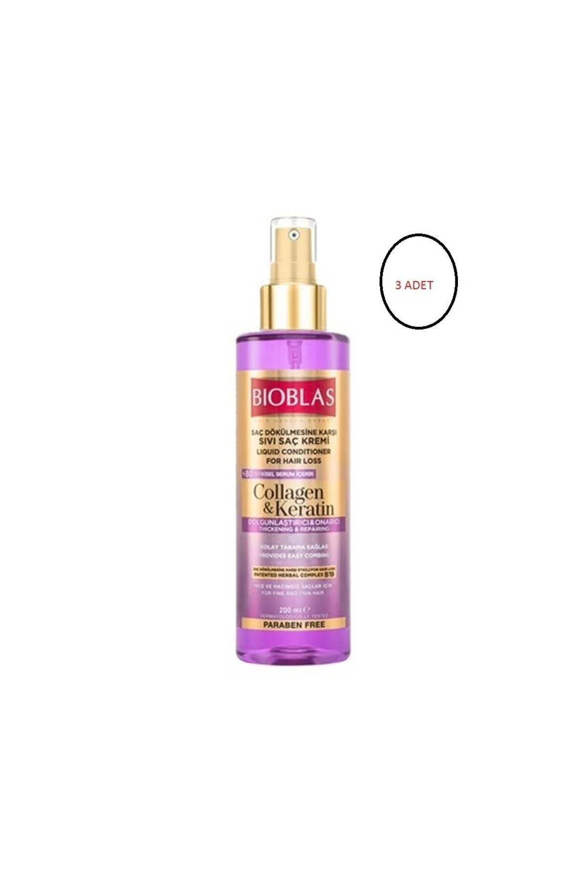 200 ml Kolajen+keratin Sıvı Saç Kremi X 3 adet