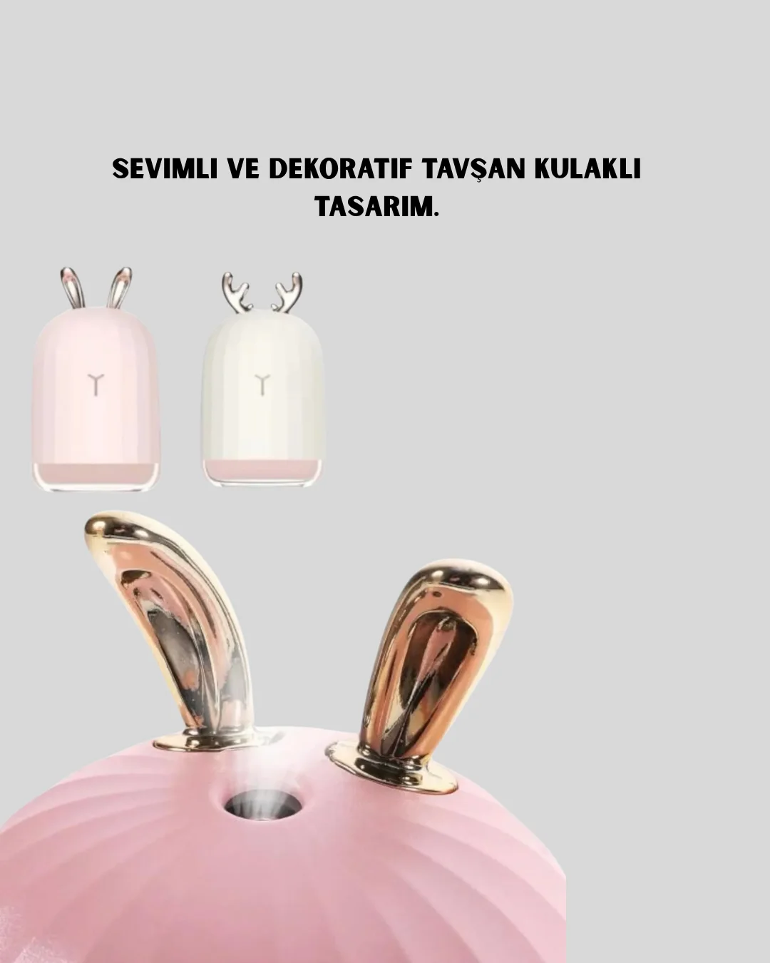 200 ml Tavşan Kulaklı Ultrasonik Hava Nemlendirici ve Gece Lambas