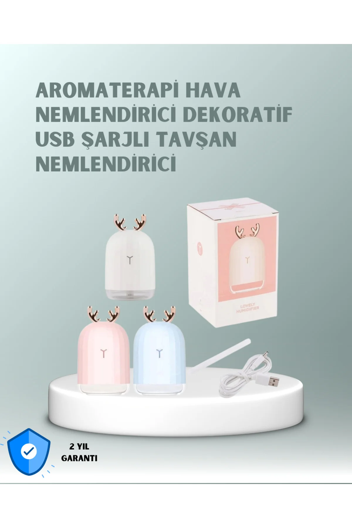200 ml Tavşan Kulaklı Ultrasonik Hava Nemlendirici ve Gece Lambas