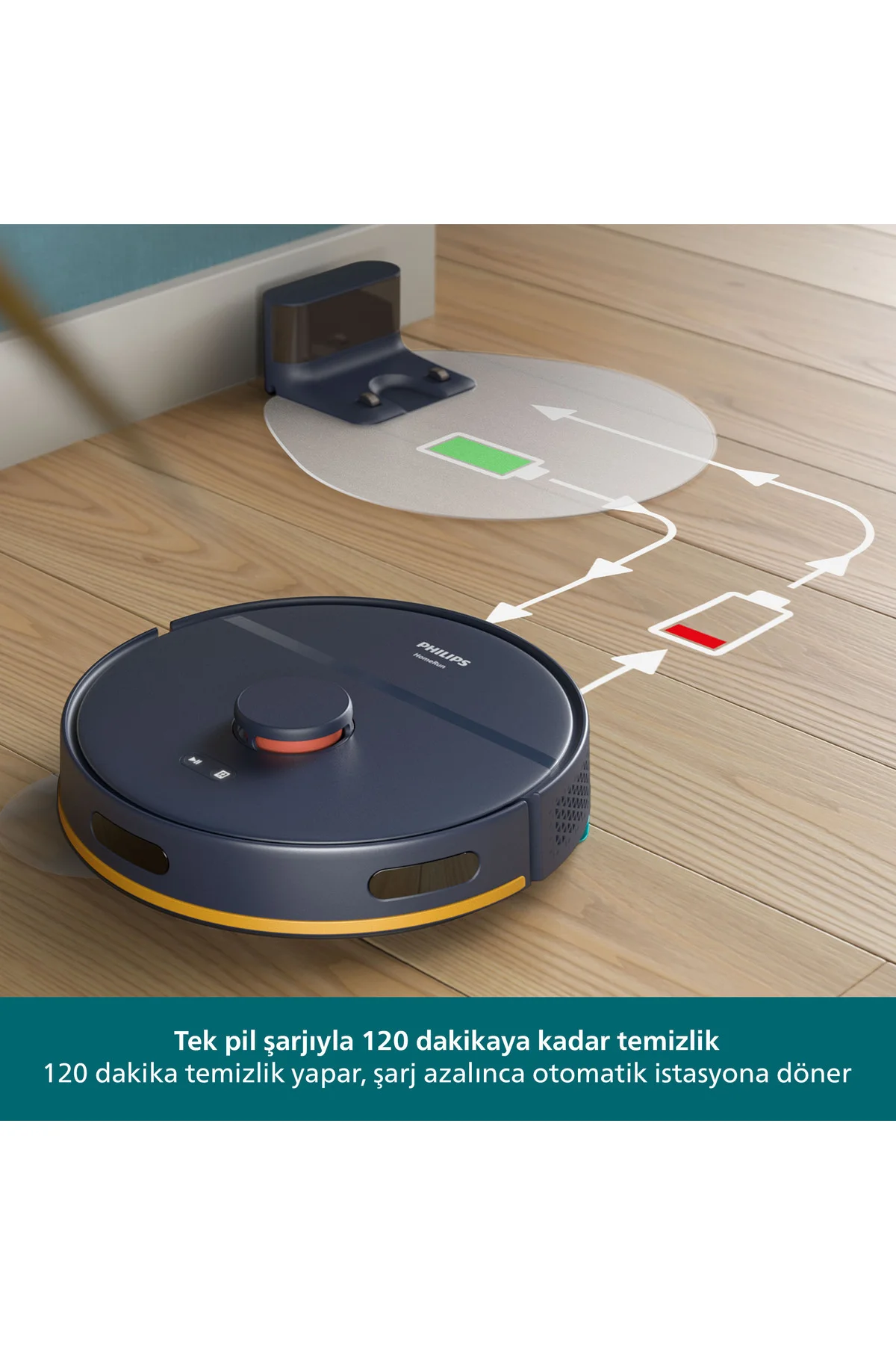 2000 Serisi Robot Süpürge,Islak ve Kuru Temizlik, HomeRun,Lacivert, XU2000/15